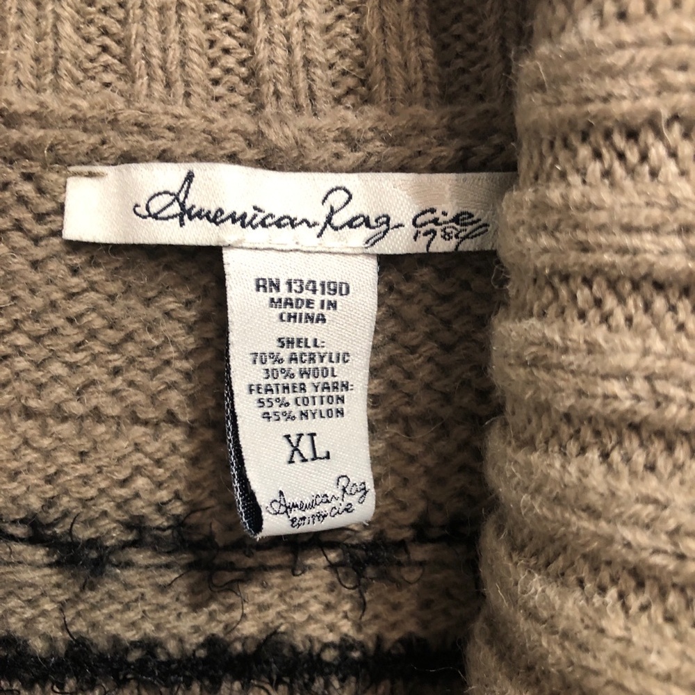 American Rag Women Cardigan One button Oatmeal 3/4 Sleeves Sweater Size XL - Picture 4 of 7